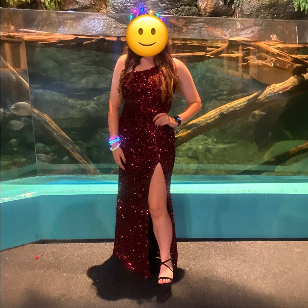 Elegant Burgundy Sequin Gown